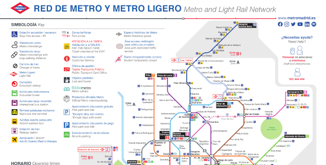 Plano Metro de Madrid. Actualizado febrero 2022