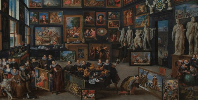 El gabinete de arte de Cornelis van der Geest. Willem van Haecht. Óleo sobre tabla, 99 x 129, 5 cm. 1628. Museo Rubenshuis, Amberes