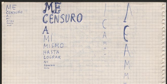 Hoja de cuaderno con un poema visual. Década de 1970. Colección Filmoteca Española. Fondo Luis García-Berlanga. ICAA. Ministerio de Cultura