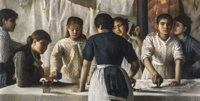 Marie Petiet. Las lavanderas. 1882. Óleo sobre lienzo. 113 x 170 cm. Limoux, Musée Petiet. Crédito fotográfico :© Photographe Philippe Benoist- Images Bleu-sud