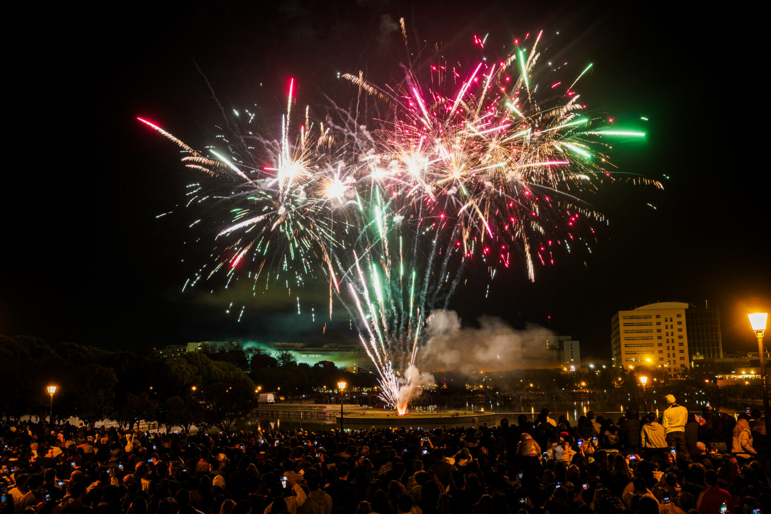 Espect&aacute;culo de fuegos artificiales de A&ntilde;o Nuevo chino
