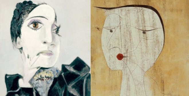 Pablo Picasso / Paul Klee. Dora Maar con uñas verdes (detalle) / Dama con lacre (detalle). 1936  / 1930. Óleo sobre lienzo. 65 x 54 cm / Pluma y acuarela sobre papel sobre cartón. 49 x 35 cm . Museum Berggruen, Neue Nationalgalerie, Stiftung Preußischer K