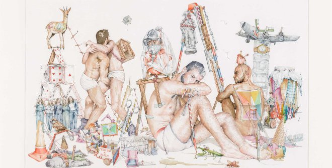 Manuel Antonio Domínguez Gómez. Dónde está el pajarito. Dibujo y acuarela sobre papel