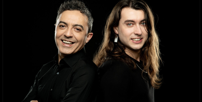 Ángel Ruiz y Bru Ferri en la imagen promocional de El rumor de los cafés