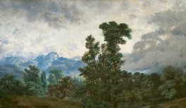 Paisaje del Pardo al disiparse la niebla (detalle). Antonio Muñoz Degrain. 1866. Óleo sobre lienzo. Madrid, Museo Nacional del Prado