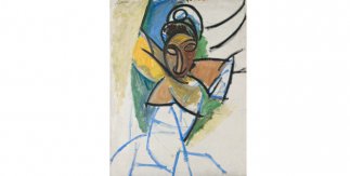 Mujer (época de «Las señoritas de Aviñón»), 1907, óleo sobre lienzo, 119 x 93,5 cm. Riehen/Basilea, Fondation Beyeler, Colección Beyeler, inv. 65.2 © Sucesión Pablo Picasso, VEGAP, Madrid, 2022