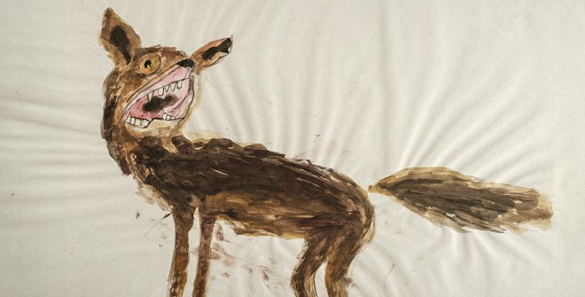 Dibujo de un zorro herido / Dibuix d’una guineu ferida