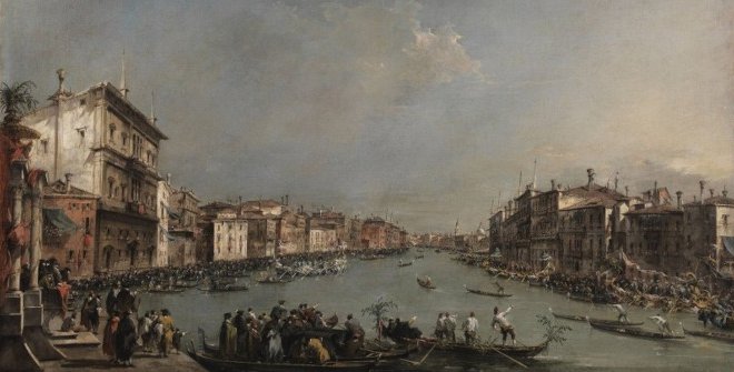 Francesco Guardi. Regata en el Gran Canal. Hacia 1775. Óleo sobre lienzo. 61 x 91 cm. © Museo Calouste Gulbenkian, Lisboa