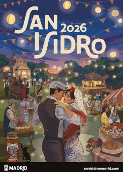El Área de Cultura, Turismo y Deportedel Ayuntamiento de Madrid facilita la descarga del cartel oficial de la campaña deSan Isidro 2026 (PDF. 472 KB) creado porLaura Floris.