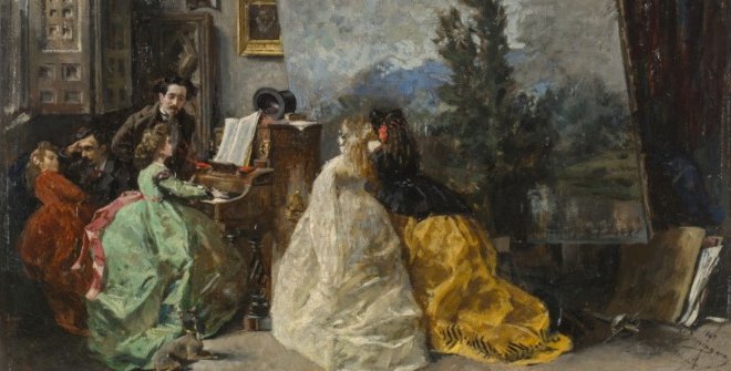 Interior del estudio de Muñoz Degrain en Valencia. Domingo Marqués, Francisco.1867. Óleo sobre tabla, 38 x 50 cm. Madrid, Museo Nacional del Prado