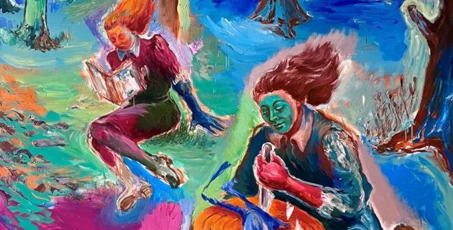 Juana González, Árboles, lectura y juegos (detalle), 2025