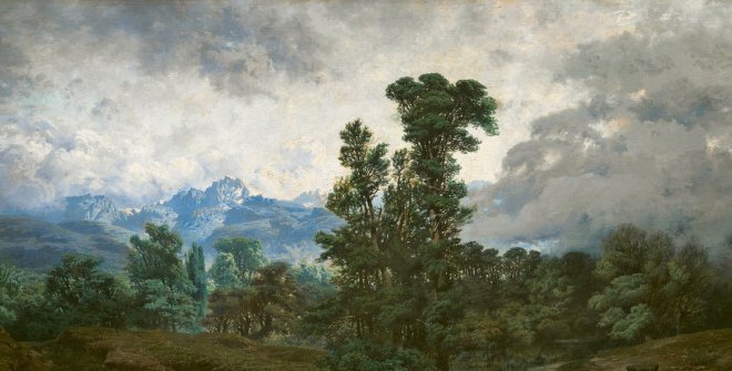 Paisaje del Pardo al disiparse la niebla (detalle). Antonio Muñoz Degrain. 1866. Óleo sobre lienzo. Madrid, Museo Nacional del Prado