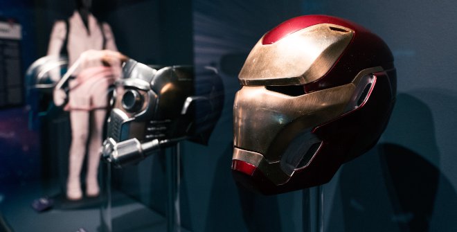 Disney The Exhibition. Linus Harwig. Casco de Iron Man, utilizado en Vengadores: Infinity War (2018), expuesto en El Espíritu de la Aventura y el Descubrimiento de la exposición. Copyright: © Disney