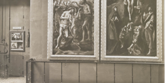 Detalle de Vista de la galería central del Museo del Prado con establecimiento para la venta de fotografías. Fotografía de José Lacoste y Borde. 1901-1909. Gelatina/colodión sobre papel. Madrid, Museo Nacional del Prado