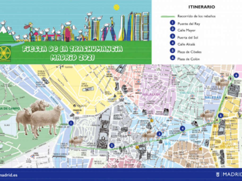 Mapa del recorrido de la Fiesta de la Trashumancia Madrid 2021. Pulsa sobre la imagen para ampliar