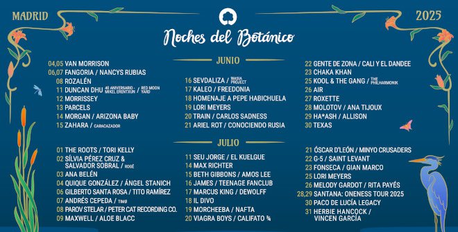 Noches del Botánico cartel 2025