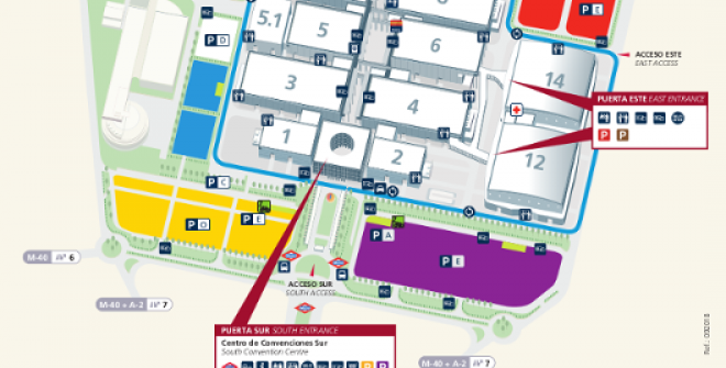 Plano accesos y aparcamientos Recinfo Ferial IFEMA - Feria de Madrid. Pulsa en la imagen para ampliar