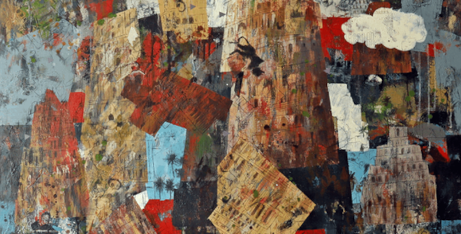 Torre de Babel N° 51. 182x 139cm. Técnica Mixta sobre lienzo. Año 2025