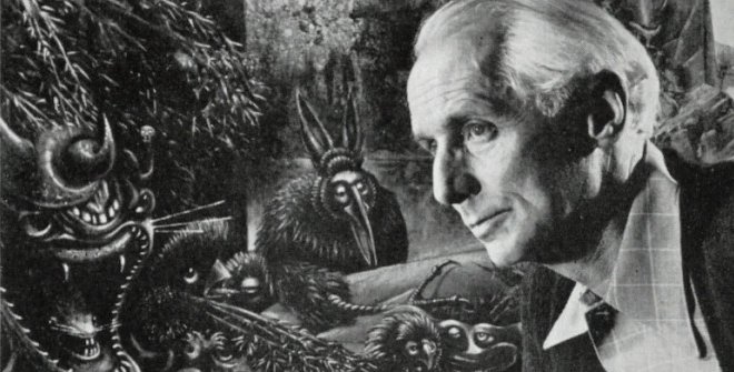 Claude W. Huston, Max Ernst delante de su cuadro; La tentación de San Antonio, Nueva York 1946, colección particular