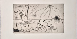 Joan Miró, La Baigneuse 1938. Punta seca sobre papel Arches. © Successió Miró, 2025.