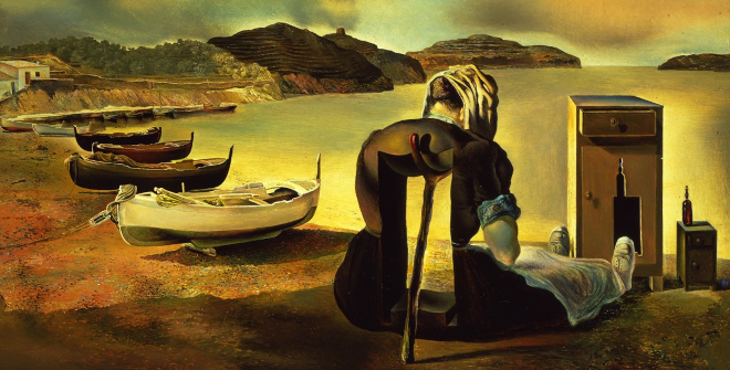 Salvador Dalí. El destete del mueble-alimento, 1934. Óleo sobre tabla, 17,7 x 24,1 cm. Colección de The Dalí Museum, San Petersburgo, Florida (EE.UU.); Donación de A. Reynolds y Eleanor Morse. © Salvador Dalí, Fundación Gala-Salvador Dalí / VEGAP, Madrid