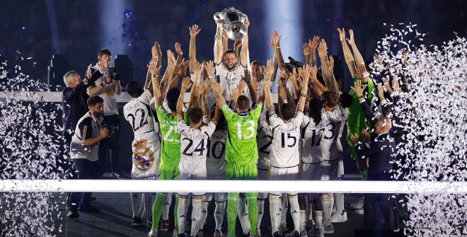 Celebración de la 15ª Copa de Europa del Real Madrid en el estadio Santiago Bernabéu. 2 junio 2024 © Real Madrid