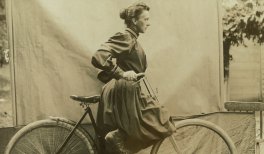 E. Alice Austen. Daisy Elliott with a bicycle, c.1895. Collection of Historic. Richmond Town © E. Alice Austen