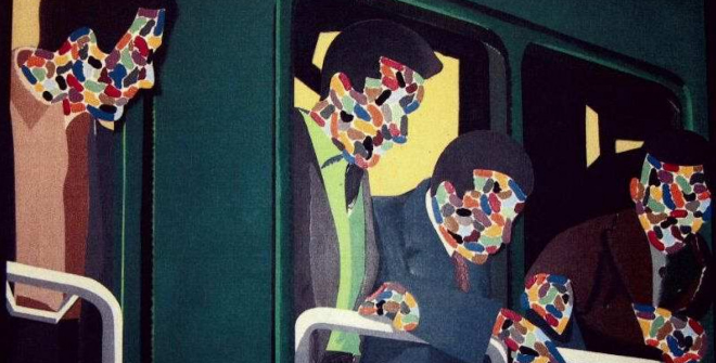 Eduardo Arroyo, 4 Jeunes Peinares anglais arrivent a Paris, 1976. Colección Fundación Montemadrid
