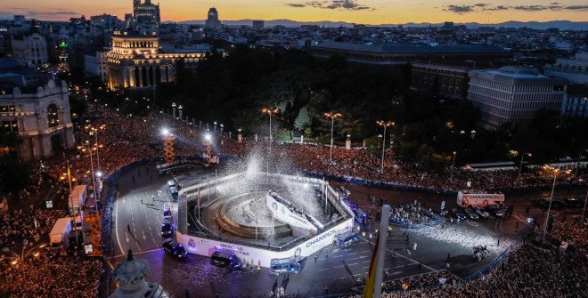 Celebración en la plaza de Cibeles por la 15ª Copa de Europa del real madrid. 2 junio 2024. 