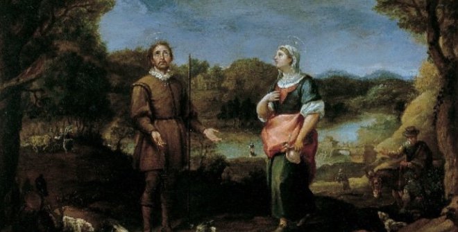 Atribuido a Alonso del Arco. San Isidro Labrador y Santa María de la Cabeza (finales del siglo XVII). Óleo sobre cobre 