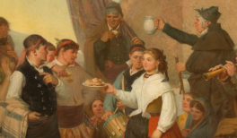 Detalle de El presente. Fiesta mayor en Moncayo (Aragón), la víspera del santo patrono. Valeriano Domínguez Bastida Bécquer. 1866. Óleo sobre lienzo. Madrid, Museo Nacional del Prado