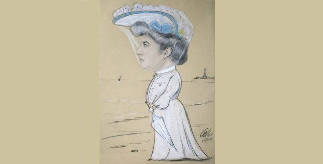 Retrato de Paula Florido y Toledo. «GIG» (firma de autor desconocido). 1904. Lápiz negro, carboncillo y gouache sobre papel crema Museo Lázaro Galdiano. Madrid N.º inv.: 861