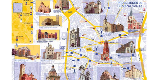 Descárgate el Mapa de las procesiones de Semana Santa de Madrid (PDF. 716 KB