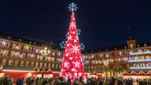 Árbol de Navidad en el mercadillo de la Plaza Mayor de Madrid. Navidad 2025-2026. Foto: Álvaro López © Madrid Destino