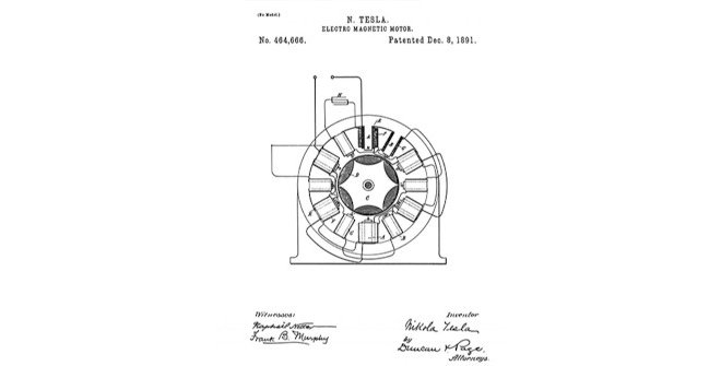 Nikola Tesla - Patente de Nikola Tesla 464,666 del Motor electromagnético