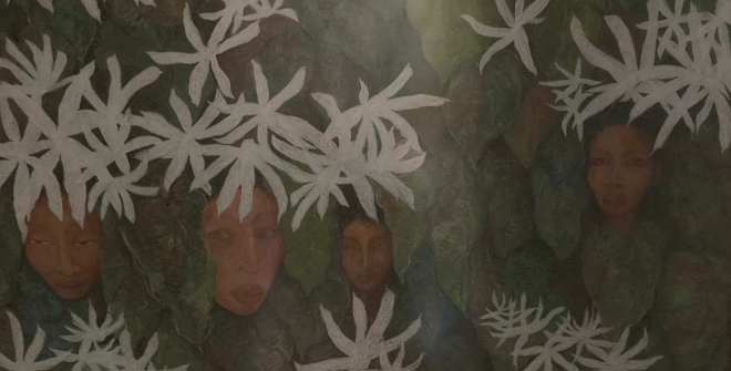 Codependencia natural - Las Novias. Ilaena Ivandick. Pastel de óleo sobre papel craft. 158 x 97 cm