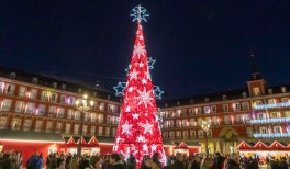 Árbol de Navidad en el mercadillo de la Plaza Mayor de Madrid. Navidad 2025-2026. Foto: Álvaro López © Madrid Destino