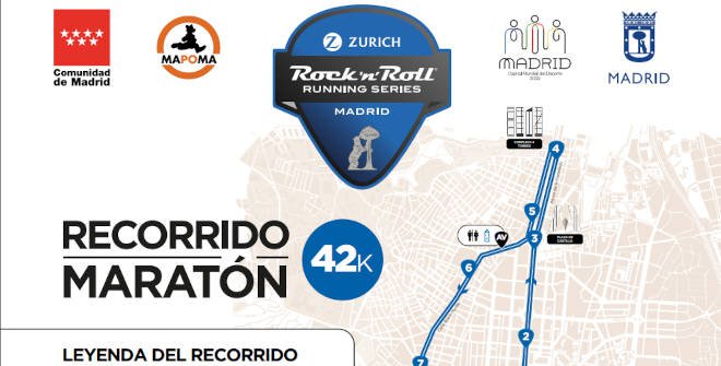 Plano Zurich Rock ‘n’ Roll Running Series Madrid 42 k 2023