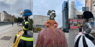 Meninas Madrid Gallery 2024: Menina Bombera y Raíces (Plaza Colón frente a TFG)  y Desde mi ventana (Gran Vía, 37)