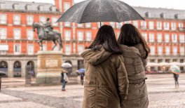 Madrid con lluvia. Plaza Mayor