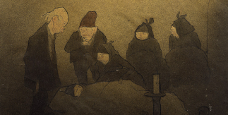 ISIDRE NONELL: Velatorio (Capilla ardiente), 1896. Técnica mixta sobre papel (frito). Colección Casacuberta Marsans