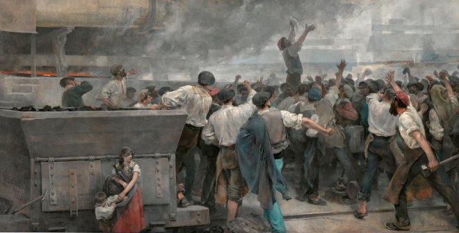 Vicente Cutanda y Toraya, Una huelga de obreros en Vizcaya (detalle), 1892. © Museo Nacional del Prado​​​​​​​