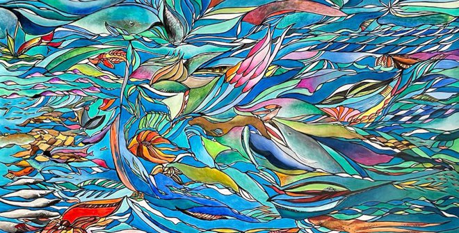 Detalle de Odín Manuel. Atlántico. Acrílico / lienzo. 110 x 125