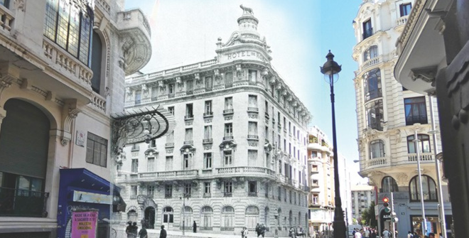 Inauguración del Hotel Roma. Fotografía en blanco y negro: Autor desconocido. Fuente: Memoria de Madrid (memoriade madrid.es)/Madrid History Museum.