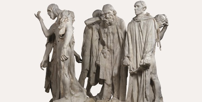 Auguste Rodin. Monument des Bourgeois de Calais [Monumento a los Burgueses de Calais] 1889 (copia moderna) Yeso. 231 × 248 × 200 cm, Musée Rodin, París, inv. E.00070 Foto: © musée Rodin (photo Christian Baraja)