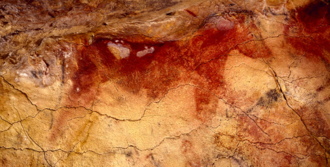 Caballo rojo.  Techo de Polícromo.  Cueva de Altamira.   Foto: Pedro Saura-695 © Ministerio de Cultura. Museo Nacional y Centro de Investigación de Altamira