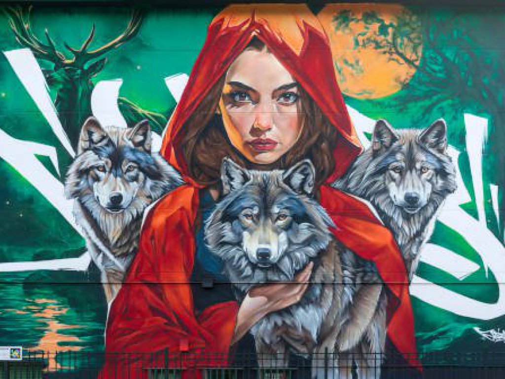  Mural Familia de Lobos, de Asem Navarro. Calle Hacienda de Pavones, 223. Distrito Moratalaz