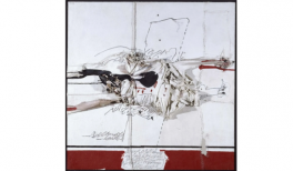 Manolo Millares, Personaje caído I [Fallen Figure I], 1970, técnica mixta sobre arpillera. © Manolo Millares, VEGAP, Madrid, 2026